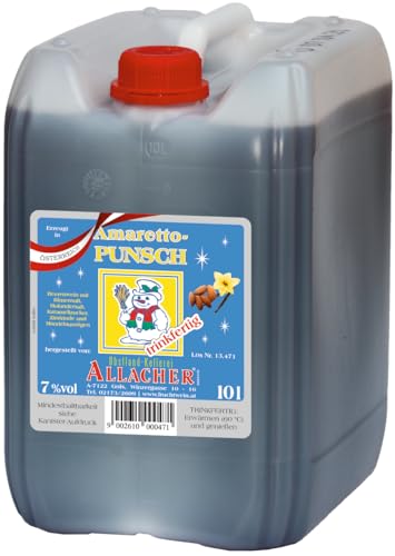 Allacher Amaretto-Mandel Punsch 7% vol. trinkfertig - 10L Kanister - Großmenge ideal für Weihnachtsmarkt, Christkindlmarkt, Adventmarkt - Winter Heißgetränk - Frucht Punsch Allacher Amaretto-Mandel Punsch 7% vol. trinkfertig - 10L Kanister - Großmenge ideal für Weihnachtsmarkt, Christkindlmarkt, Adventmarkt - Winter Heißgetränk - Frucht Punsch von Obstland-Kellerei ALLACHER