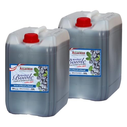 Allacher Blaubeer-Bowle extra stark, 14% vol., Fruchtweinbowle, Fruchtwein ohne Kohlensäure, 2x10L (20 Liter) Kanister von Obstland-Kellerei ALLACHER