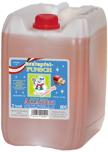 Allacher Bratapfel Punsch 7% vol. trinkfertig - 10L Kanister - Großmenge ideal für Weihnachtsmarkt, Christkindlmarkt, Adventmarkt - Winter Heißgetränk - Frucht Punsch Allacher Bratapfel Punsch 7% vol. trinkfertig - 10L Kanister - Großmenge ideal für Weihnachtsmarkt, Christkindlmarkt, Adventmarkt - Winter Heißgetränk - Frucht Punsch von Obstland-Kellerei ALLACHER