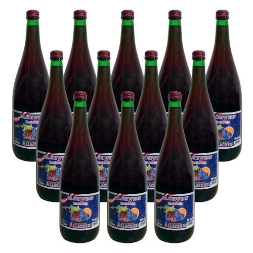 Allacher Glühwein rot 10% vol., trinkfertig – 12 x 1 l Flaschen – Winter Heißgetränk – schmeckt wie am Weihnachtsmarkt von Obstland-Kellerei ALLACHER