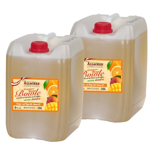 Allacher Orangen-Mango-Bowle, naturtrüb, alkoholfrei, Fruchtbowle, 2x10L (20 Liter) Kanister von Obstland-Kellerei ALLACHER