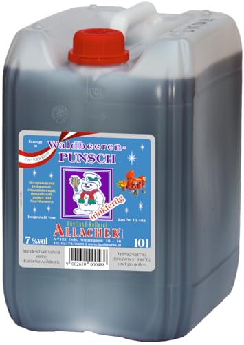 Allacher Waldbeeren Punsch 7% vol. trinkfertig - 10L Kanister - Großmenge ideal für Weihnachtsmarkt, Christkindlmarkt, Adventmarkt - Winter Heißgetränk - Frucht Punsch Allacher Waldbeeren Punsch 7% vol. trinkfertig - 10L Kanister - Großmenge ideal für Weihnachtsmarkt, Christkindlmarkt, Adventmarkt - Winter Heißgetränk - Frucht Punsch von Obstland-Kellerei ALLACHER