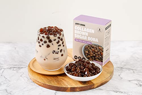 Instant Kollagen Brauner Zucker Tapioka Perlen (30 Sekunden Fertig) – Zähe Boba-Perlen für Bubble Tea, brauner Zuckergeschmack, Taiwan von Oceana Jiffy Boba