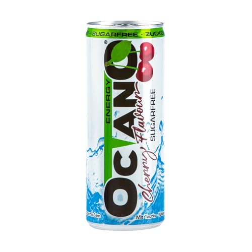 Octano Energy | Cherry | Kirsche | Koffeinhaltiger Energy Drink mit Kirschgeschmack | Zuckerfrei | Zero Sugar | 250ml pro Dose | 24er Palette | Preis inklusive 6 € Dosenpfand von Octano Energy