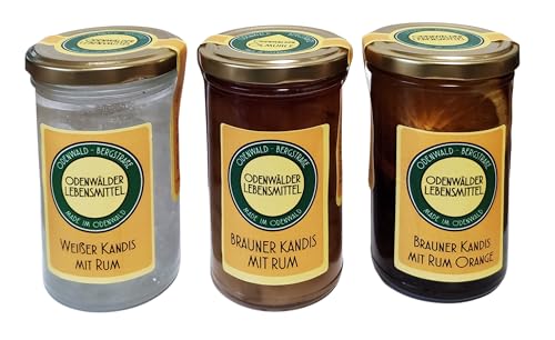 Odenwälder Lebensmittel – 250ml brauner Kandis mit Rum und Orange – Made in Germany – Kandis für Tee und Kaffee von Odenwälder Lebensmittel