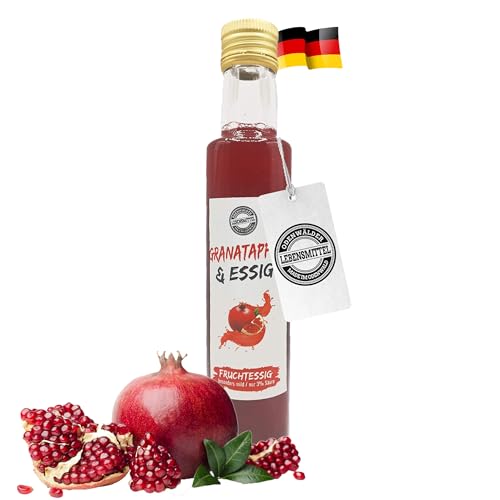 Odenwälder Lebensmittel - 300ml milder Fruchtessig aus Granatapfel mit nur 3% Säure - hochwertiger Granatapfelessig Made in Germany von Odenwälder Lebensmittel