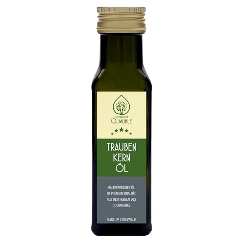 Odenwälder Lebensmittel Premium Traubenkernöl, Kaltgepresst aus hochwertigen Traubenkernen, Ideal für Salate & kreative Gerichte – Made in Germany (100 ml) von Odenwälder Lebensmittel