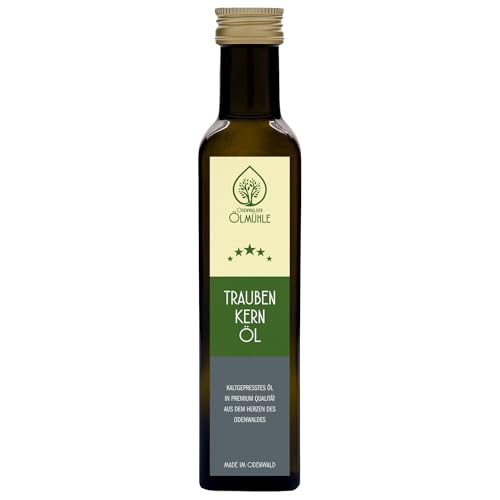 Odenwälder Lebensmittel Premium Traubenkernöl, Kaltgepresst aus hochwertigen Traubenkernen, Ideal für Salate & kreative Gerichte – Made in Germany (250 ml) von Odenwälder Lebensmittel