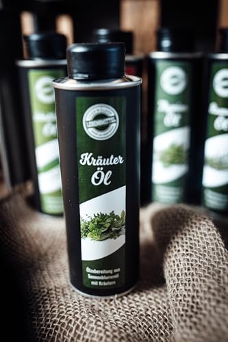 Odenwälder Lebensmittel Premium Kräuter-Öl, Sonnenblumenöl mit frischen Kräutern, aromatisiertes Speiseöl für Salate, Fleisch, Pizza & mediterrane Gerichte – Made in Germany – 250ml von Odenwälder Lebensmittel