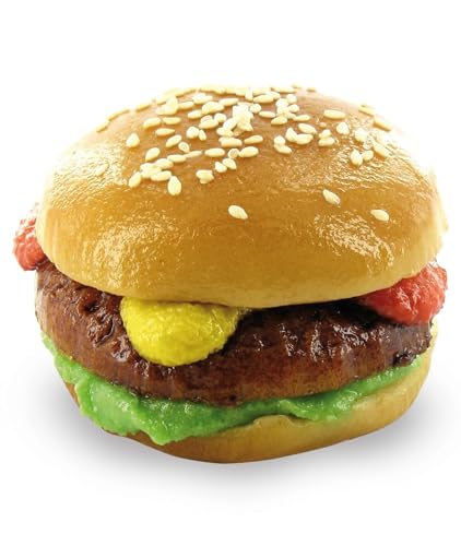 Odenwälder Marzipan Hamburger Brötchen belegt mit Salat, Fleisch, Ketchup und Senf 110g von Odenwälder Marzipan
