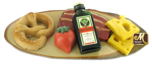 Odenwälder Marzipan Schinkenbrett mit Schnaps Edelmarzipan Vesperbrett Vesper Schinken Brezel Käse Odenwälder Marzipan Schinkenbrett mit Schnaps Edelmarzipan Vesperbrett Vesper Schinken Brezel Käse von Odenwälder Marzipan