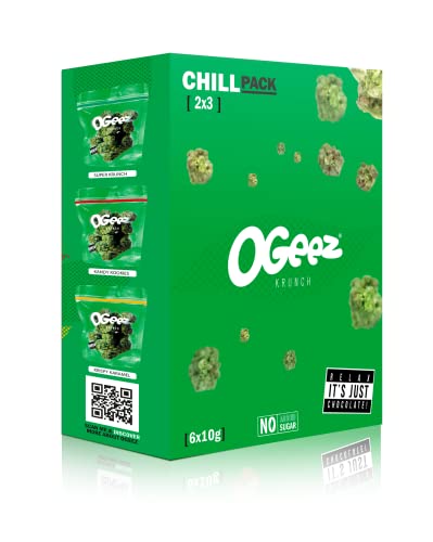 Ogeez Krunch Chill Pack Geschenkkarton - Knusper-Schokoladenstücke in Weed-Optik 60g von Ogeez