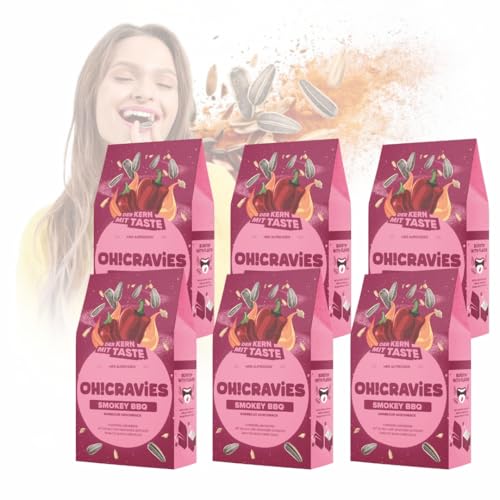 OH!CRAVIES Geröstete, ungeschälte Sonnenblumenkerne mit Geschmack Smokey BBQ 6x60g | CRAVIES - Der Kern mit Taste mit den herrlichen Gewürzen | Vegan und reich an gesunden Nährstoffen OH!CRAVIES Geröstete, ungeschälte Sonnenblumenkerne mit Geschmack Smokey BBQ 6x60g | CRAVIES - Der Kern mit Taste mit den herrlichen Gewürzen | Vegan und reich an gesunden Nährstoffen von Oh!CRAViES