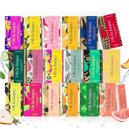 Oh la laqua - 18 Reasons Why - 180 Sticks - Wasser mit Geschmack - Ohne Zucker - Ohne Süßstoff - 18 Flavours - Infused Water - 100% Natürlich - Vegan Oh la laqua - 18 Reasons Why - 180 Sticks - Wasser mit Geschmack - Ohne Zucker - Ohne Süßstoff - 18 Flavours - Infused Water - 100% Natürlich - Vegan von Oh la laqua