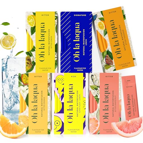 Oh la laqua - Citrus Amore - 6 zitronige Aromen - Für Wasser mit Geschmack - Ohne Zucker - 60 Sticks - Für 30l Infused Water - 100% Natürlich - Vegan Oh la laqua - Citrus Amore - 6 zitronige Aromen - Für Wasser mit Geschmack - Ohne Zucker - 60 Sticks - Für 30l Infused Water - 100% Natürlich - Vegan von Oh la laqua