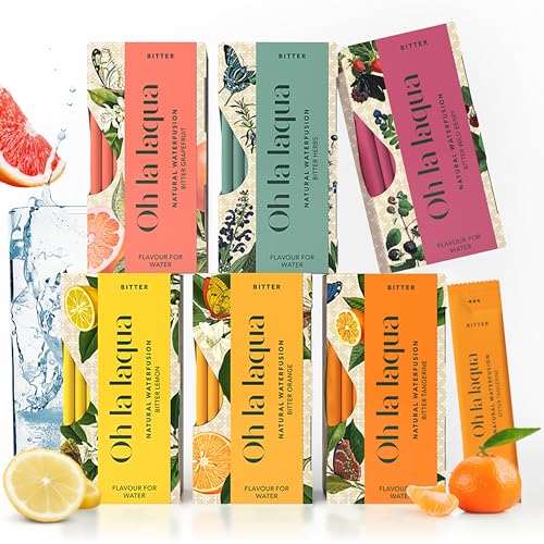 Oh la laqua - Dolce Vita - Bitter Lemon bis Bitter Wild Berry - Ohne Zucker - Probierpaket - 6 Bitter Flavours - 30l Infused Water - 100% Natürlich Oh la laqua - Dolce Vita - Bitter Lemon bis Bitter Wild Berry - Ohne Zucker - Probierpaket - 6 Bitter Flavours - 30l Infused Water - 100% Natürlich von Oh la laqua