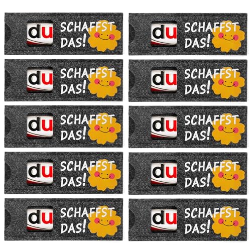 Du schaffst das - Glücksbringer 10 Stück - Filzhülle für schokolade ohne Schokolade -Motivationsgeschenke, Motivation, viel Glück, Du kannst alles schaffen, Geschenk (Du schaffst das 10 Stück) von Okoss