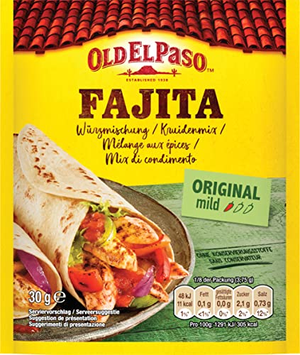 Old El Paso Fajita Würzmischung – Fertiger Gewürzmix für mexikanische Fajitas – 1 x 30 g von Old El Paso
