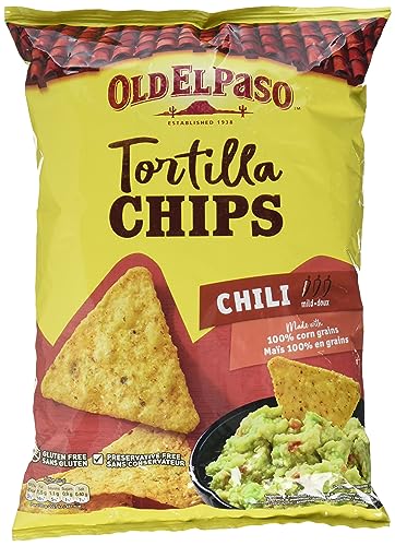 Old El Paso Tortilla Chips Chili – Tortilla Chips mit Chili-Geschmack aus Mais gebacken – Glutenfrei – 1 x 185 g von Old El Paso