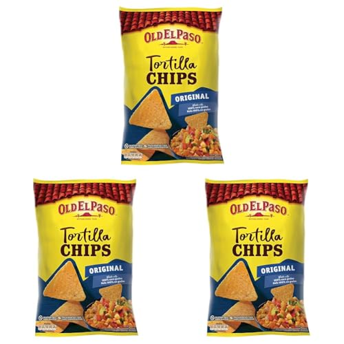 Old El Paso Tortilla Chips Salted – Gesalzene Tortilla Chips aus Mais gebacken – Glutenfrei – 1 x 185 g (Packung mit 3) von Old El Paso