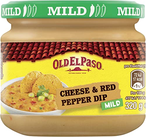 Old El Paso Tortilla Salsa Dip Cheese and Red Pepper – Mild-cremige Käsesauce mit Paprikastückchen – 1 x 320 g von Old El Paso