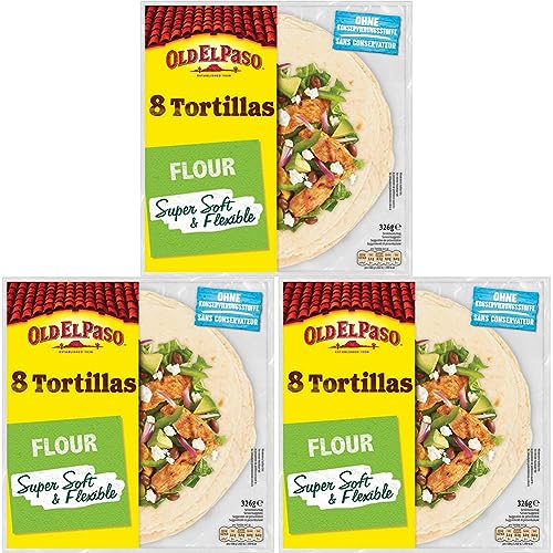 Old El Paso Weizen Tortillas – Mexikanische Wraps aus Weizen – 1 x 326 g (Packung mit 3) von Old El Paso
