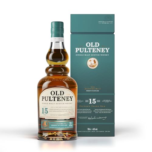 Old Pulteney Single Malt Scotch Whisky 15 Years – Der maritime schottische Whiskey in der Geschenkverpackung mit 46% vol. Alkohol (1 x 0,7l) von PULTENEY