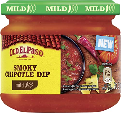 Old El Paso Tortilla Salsa Dip Smokey Chipotle – Mild-rauchige Chipotlesauce – 1 x 312 g von Old El Paso