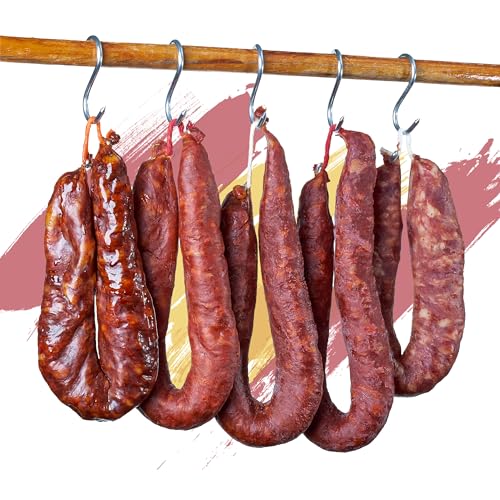 Spanische Chorizo-Wurst im 5er-Mix. Luftgetrocknete Chorizo und Salchichón im Naturdarm aus La Rioja. 100% natürliche Wurst. Ideal für Tapas und zum Kochen. 1100 g. von OleVale
