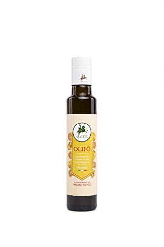 OLEIFICIO MALLIA Gewürz auf Basis von nativem Olivenöl extra, aromatisiert mit natürlichem weißem Trüffelgeschmack, einfacher und süßer Geschmack, kaltgepresst und 100% italienisch, 250 ml von Oleificio Mallia