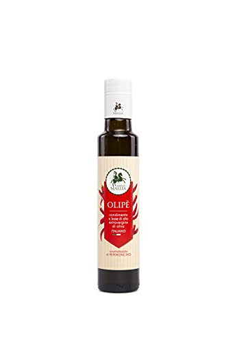 OLEIFICIO MALLIA Gewürz auf Basis von nativem Olivenöl extra, aromatisiert mit natürlichem Chili-Pfeffer, ausgewogene Bitterkeit und Schärfe, kaltgepresst und 100% italienisch, 250 ml von Oleificio Mallia