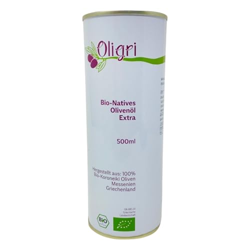 Oligri Natives Olivenöl Extra 500 ml - 0,5 Liter Griechisches Bio Olivenöl aus der Koroneiki Olive handgeerntet kaltextrahiert Oligri Natives Olivenöl Extra 500 ml - 0,5 Liter Griechisches Bio Olivenöl aus der Koroneiki Olive handgeerntet kaltextrahiert von Oligri