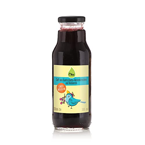 Olini Himbeer- und Kamtschatka-Beerensirup | Wenig Zucker | Natürliches Getränk ohne Zucker und Konservierungsstoffe | Für Erwachsene und Kinder | 300 ml Glasflasche von Olini