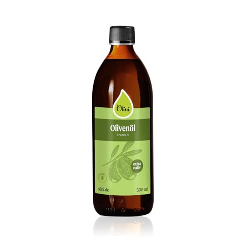 Olini Olivenöl aus Spanien 500 ml - Natives Extra Virgin - Reich an ungesättigten Fettsäuren - 100% Spanisches - Kaltgepresst & Ungefilterte - Direkt vom Hersteller - Geerntet am Tag der Ernte von Olini