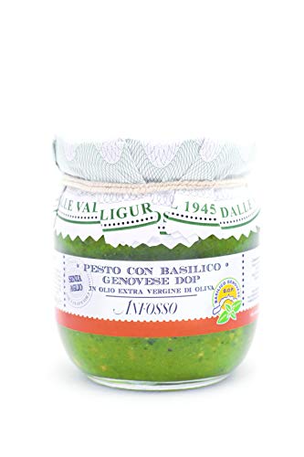 Olio Anfosso Basilikum-Pesto" Pesto con basilico Genovese DOP" in nativem Olivenöl extra ohne Knoblauch, 180g, 53200 von Olio Anfosso