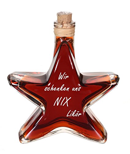 10 x"Wir schenken uns nix" Likör Stern Flasche 0,2l - Roter Weinbergpfirsichlikör - mehrfach ausgezeichnet mit der DLG Goldmedaille | 10% Mengenrabatt von Oliv & Co. - Genuss pur -