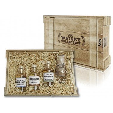 3 Whisky Sorten à 0,1 l Geschenkset mit einem edlen Nosing-Glas in geflammter Holzbox 3 Whisky Sorten à 0,1 l Geschenkset mit einem edlen Nosing-Glas in geflammter Holzbox von Oliv & Co. - Genuss pur -