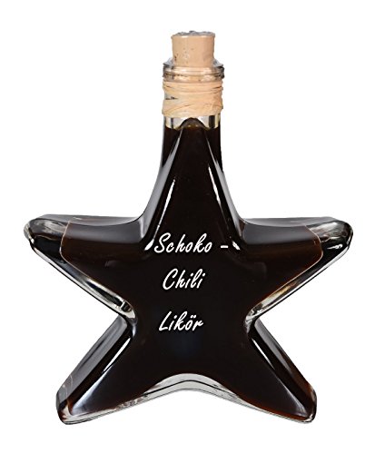 30 x Schoko Chili Likör Stern Flasche 0,2l - DLG Medaille prämiert | 17% Mengenrabatt von Oliv & Co. - Genuss pur -