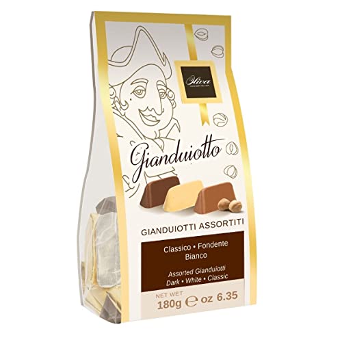 Oliva Gemischte Gianduiotti, Gianduia-Nougat-Pralinen, Vollmilch, Dunkle Schokolade, Weiße Schokolade, Haselnüsse, 180g, Dulcioliva von Oliva