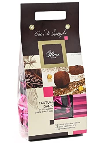Tartufi Neri, Dunkle Schokoladen-Pralinen mit Haselnüssen und gehackten Kakaobohnen, 160g, Dulcioliva von Oliva
