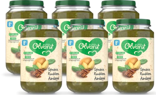 Olvarit Spinat, Rindfleisch, Kartoffeln Babymahlzeit 8+ Monate - 6x 200 Gramm von Olvarit