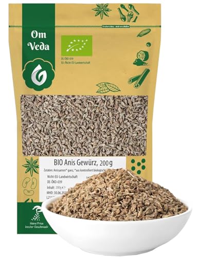 BIO Anis Gewürz ganz | Anissamen Anistee Anisfrüchte Saat | Kochen Backen Tee | Organic Bio-Qualität DE-ÖKO-039 | Aniseed Anise seed | OmVeda, 150g von OmVeda