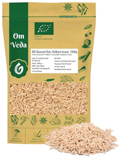 BIO Basmati Reis Vollkornreis 1000g, Punjabi Basmati-Reis, braun | OmVeda von OmVeda