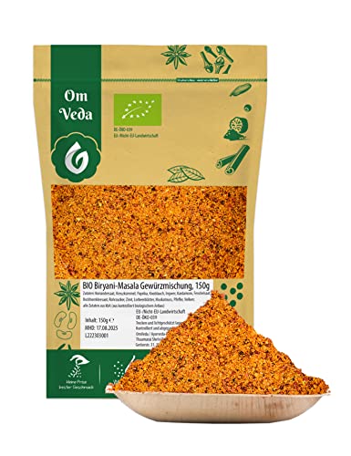 BIO Biryani Masala 150g | Authentische Indische Gewürzmischung für Chicken Biryani, Reisgerichte & Currys | Scharf | OmVeda von OmVeda