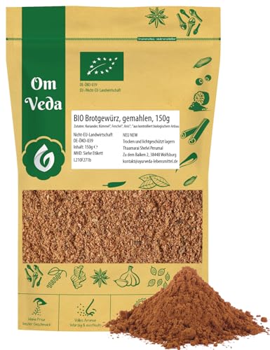 BIO Brotgewürz 150g | Gewürzmischung aus Koriander, Kümmel, Fenchel & Anis | Ideal für Roggen-, Dinkel- & Weizenbrot | Natur Pur & Ohne Zusatz | OmVeda (150g) von OmVeda