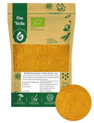 BIO Butter Chicken Masala Hähnchengewürz Gewürzmischung 500g | Geflügelgewürz Hähnchen-Gewürz BBQ-Rub Tikka Grillmarinade | Indisches Currygewürz | OmVeda Gewürze von OmVeda