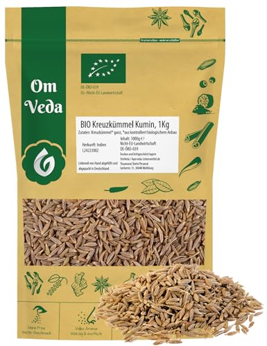 BIO Kreuzkümmel Kumin ganz 1Kg | Kreuzkümmelsamen Kreuzkümmelsaat Gewürz | Indische Ayurveda Küche | Organic Bio-Qualität DE-ÖKO-039 | Cumin Seeds Jeera | OmVeda von OmVeda