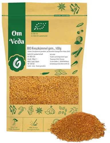 BIO Kreuzkümmel gemahlen 500g | Kuminpulver Kreuzkümmelpulver Kumin fein gemahlen | Organic Cumin Powder Jeera | OmVeda Gewürze für Küche von OmVeda