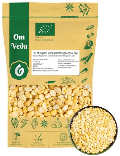 BIO Moong Dal 1000g – Geschälte & Halbierte Gelbe Mungbohnen | Mild im Geschmack & Vielseitig einsetzbar | Ideal für Khichdi, Dal, Dosa, Currys, Suppen & vegane ayurvedische Küche BIO Moong Dal 1000g – Geschälte & Halbierte Gelbe Mungbohnen | Mild im Geschmack & Vielseitig einsetzbar | Ideal für Khichdi, Dal, Dosa, Currys, Suppen & vegane ayurvedische Küche von OmVeda