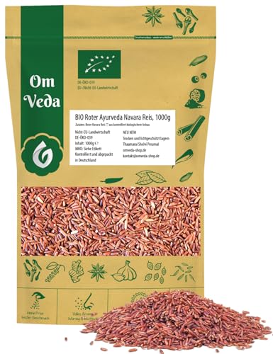 OmVeda Bio Roter Reis 1 kg | Vollkornreis mit natürlicher Anthocyan-Färbung | Körnig & würzig im Geschmack | Für Beilage, Curry, Salat, Suppe & Füllung | Vegan & Naturbelassen OmVeda Bio Roter Reis 1 kg | Vollkornreis mit natürlicher Anthocyan-Färbung | Körnig & würzig im Geschmack | Für Beilage, Curry, Salat, Suppe & Füllung | Vegan & Naturbelassen von OmVeda